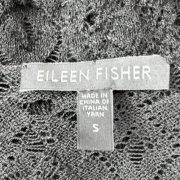 Eileen Fisher Crochet Knit Wool Lace Top, Black, Size S - Picture 3 of 3